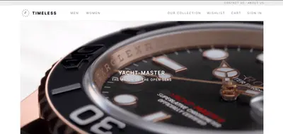 Timeless Watches e-commerce interface